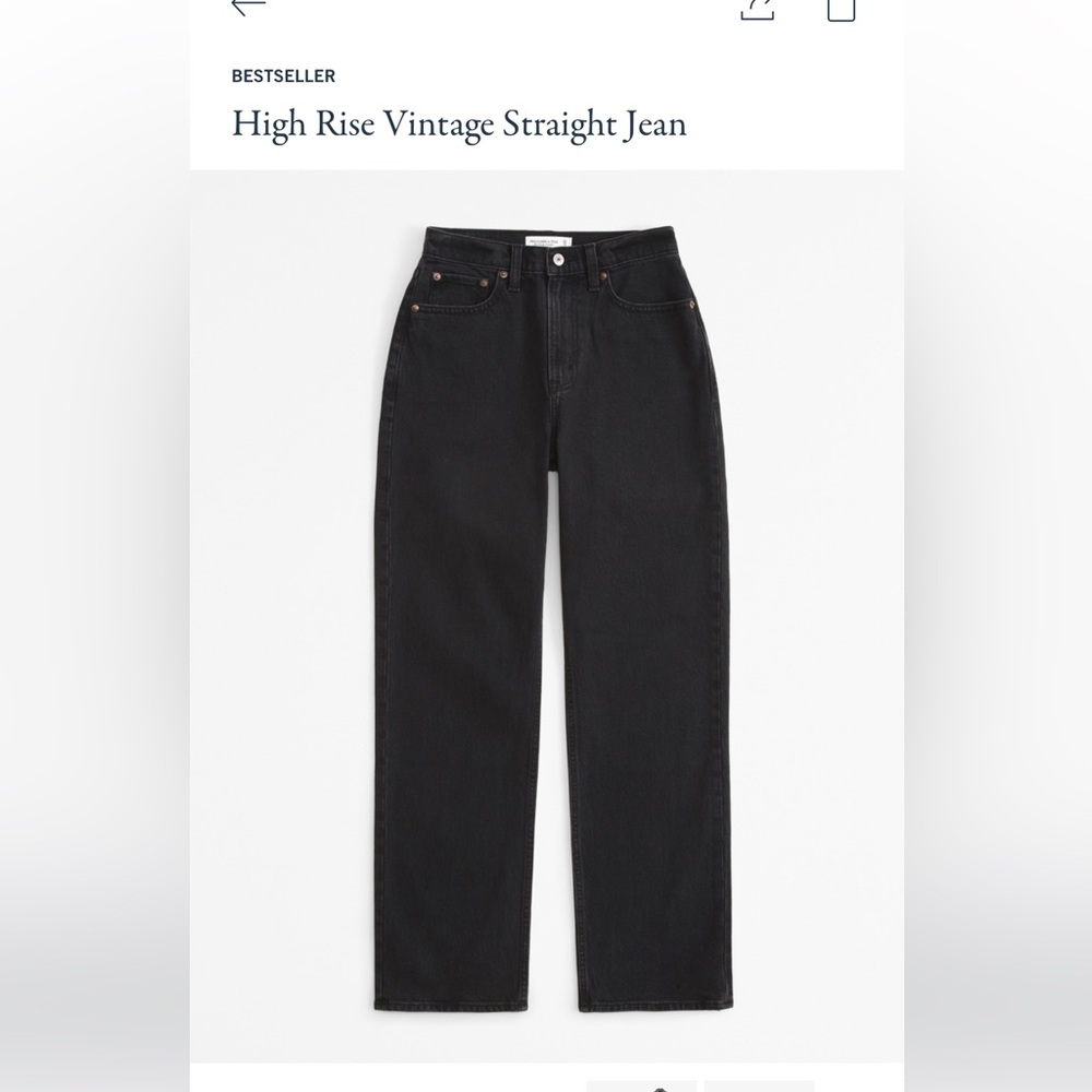 NWT Women’s Black Abercrombie High Rise Vintage Straight Jeans